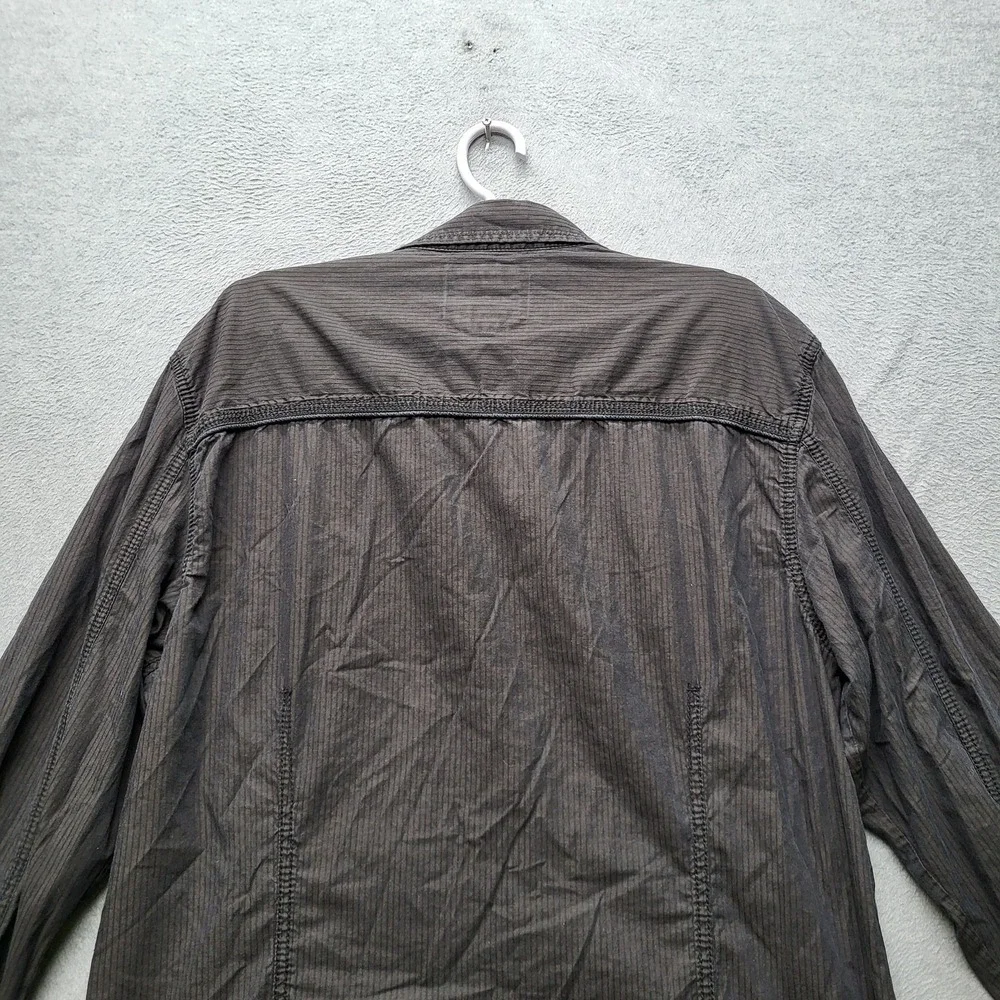 BKE Men Button Up Shirt‎ XL Brown Striped Western Grunge Long Sleeve Y2K